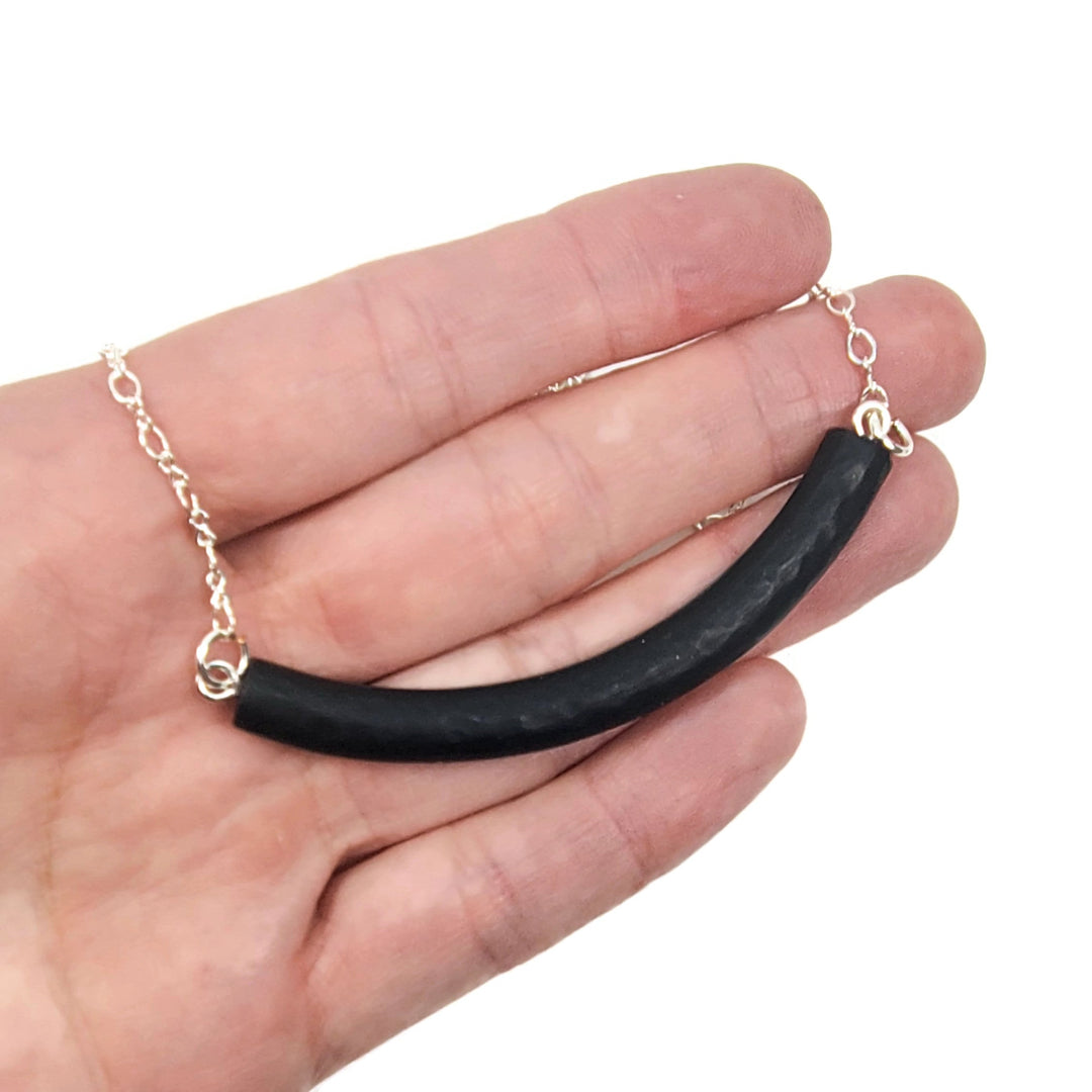 Half Moon Bar Necklace - Matte Black-Necklace-Tiry Originals, LLC