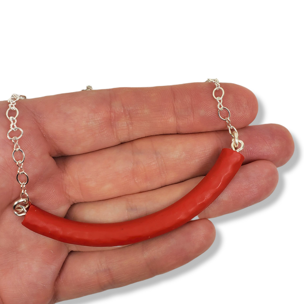 Half Moon Bar Necklace - Scarlett Scarlett-Necklace-PMN23 Red-Tiry Originals, LLC