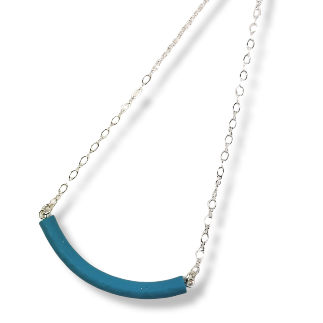 Half Moon Bar Necklace - Turquoise Waters-Necklace-PMN23 Teal-Tiry Originals, LLC