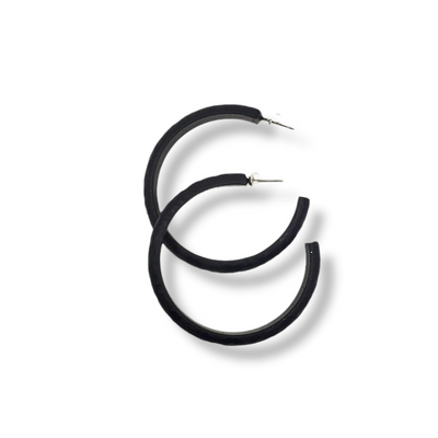 Hammered Hoop Earrings Large - Solid Color - Black-Earrings-PME60 #1 black-Option #1-Tiry Originals, LLC