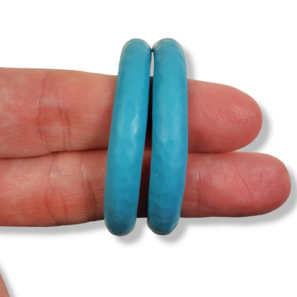 Hammered Hoop Earrings Large - Solid Color - Turquoise Waters-Earrings-Tiry Originals, LLC