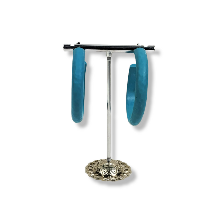 Hammered Hoop Earrings Large - Solid Color - Turquoise Waters-Earrings-Tiry Originals, LLC