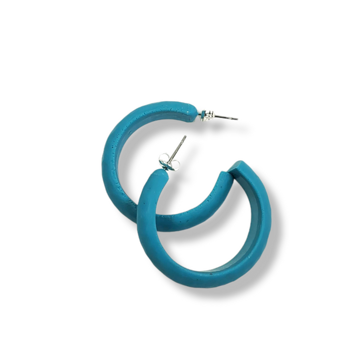 Hammered Hoop Earrings Medium - Solid Color - Turquoise Waters-Earrings--Tiry Originals, LLC