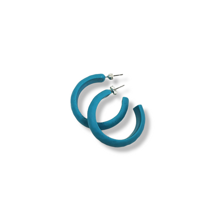 Hammered Hoop Earrings Medium - Solid Color - Turquoise Waters-Earrings--Tiry Originals, LLC