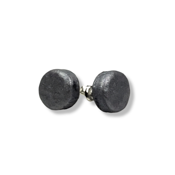 Hammered Matte Silver Stud Post Earrings with Chrome Accents-Earrings--Tiry Originals, LLC