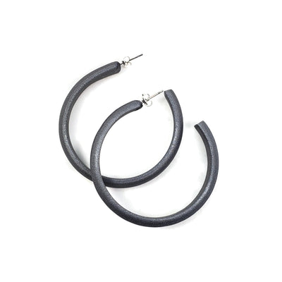 Hoop Earrings Large - Solid Color - Chrome-Earrings-PME60 #1 Chrome-Option #1-Tiry Originals, LLC
