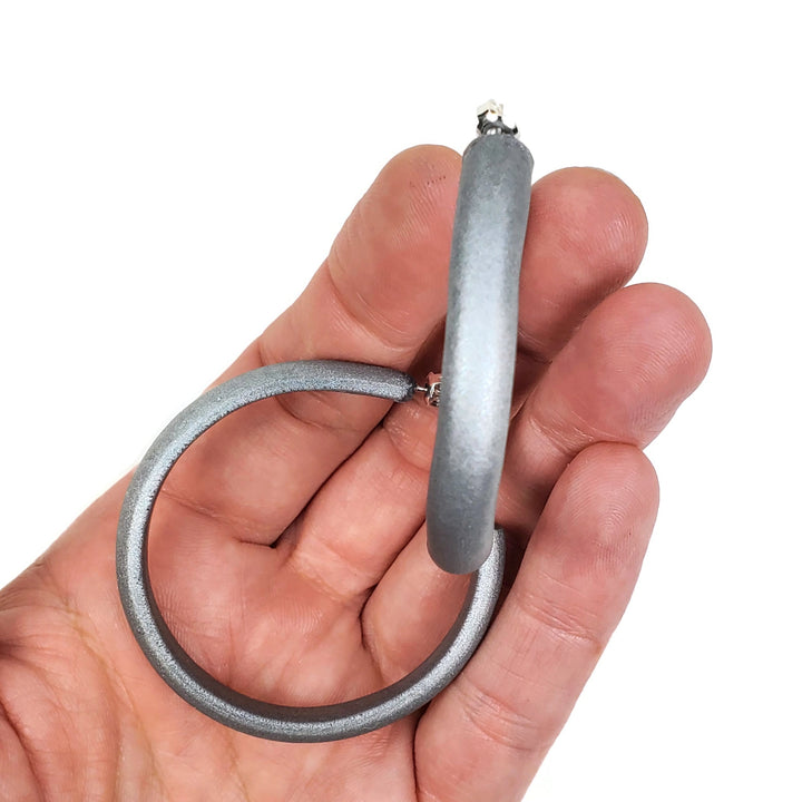 Hoop Earrings Large - Solid Color - Chrome-Earrings-Tiry Originals, LLC