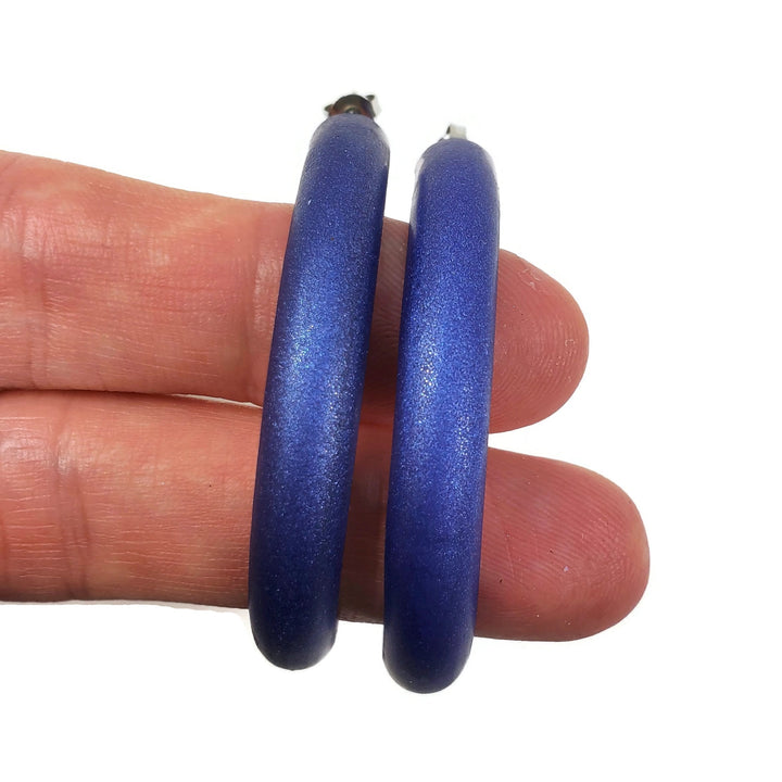 Hoop Earrings Large - Solid Color - Very Peri-Earrings-PME60 #2-Blue-Tiry Originals, LLC