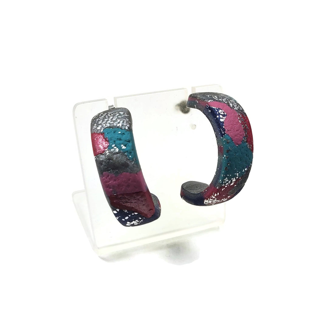 Hoop Earrings Medium - Marbled - Very Peri-Earrings-Tiry Originals, LLC
