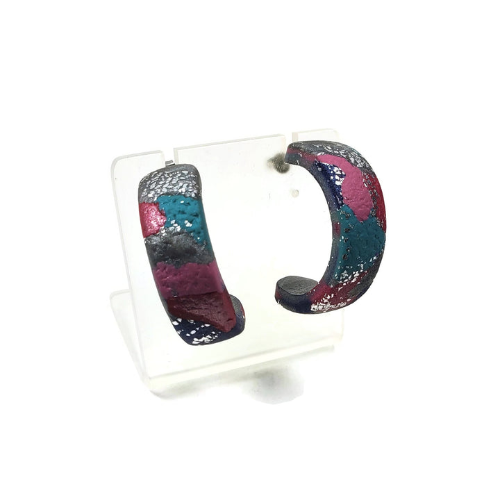 Hoop Earrings Medium - Marbled - Very Peri-Earrings-Tiry Originals, LLC