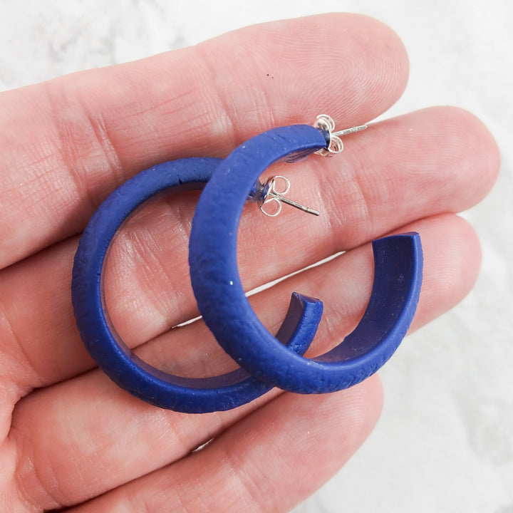 Hoop Earrings Medium - Navy Blue-Earrings-PME59 #2 Blue-Blue-Tiry Originals, LLC