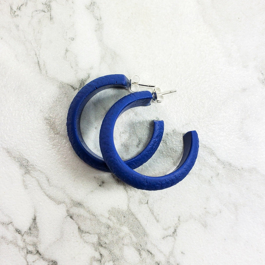 Hoop Earrings Medium - Navy Blue-Earrings-PME59 #2 Blue-Blue-Tiry Originals, LLC