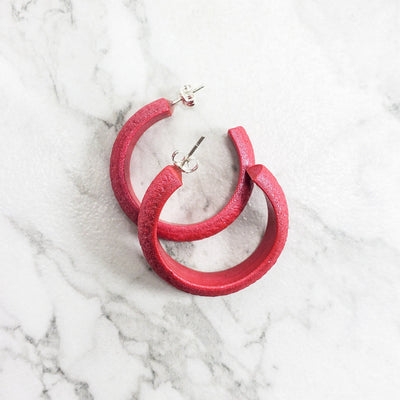 Hoop Earrings Medium - Pink Magenta-Earrings-PME59 #1 Pink Magenta-Option #1-Tiry Originals, LLC