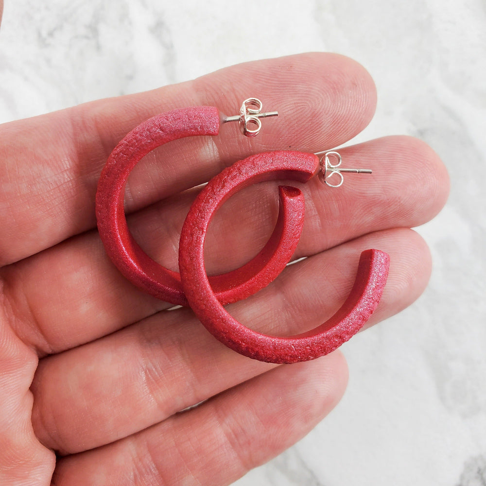 Hoop Earrings Medium - Pink Magenta-Earrings-Tiry Originals, LLC