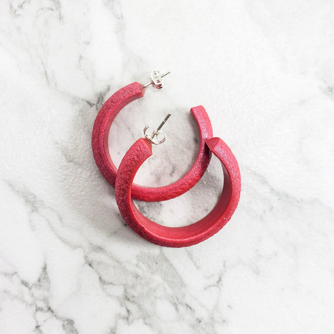 Hoop Earrings Medium - Pink Magenta-Earrings-Tiry Originals, LLC