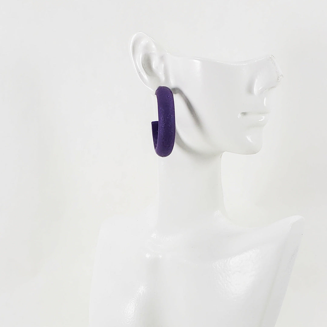 Hoop Earrings Medium - Purple-Earrings-PME59 #2 Purple-Purple-Tiry Originals, LLC