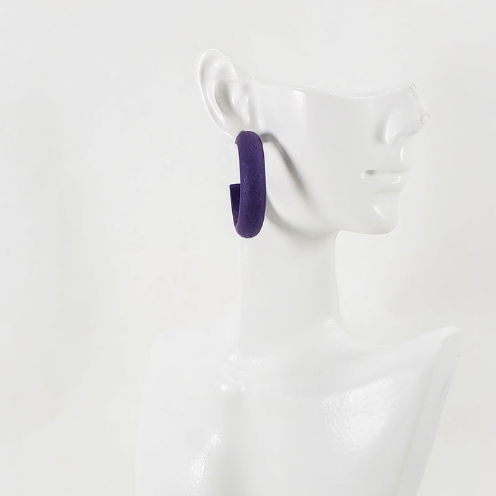 Hoop Earrings Medium - Purple-Earrings-PME59 #2 Purple-Purple-Tiry Originals, LLC