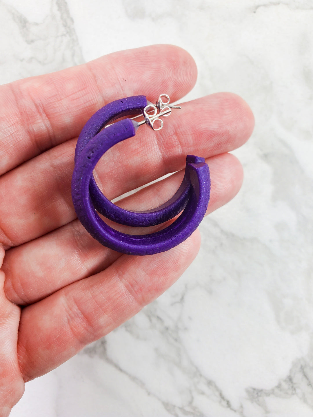 Hoop Earrings Medium - Purple-Earrings-Tiry Originals, LLC