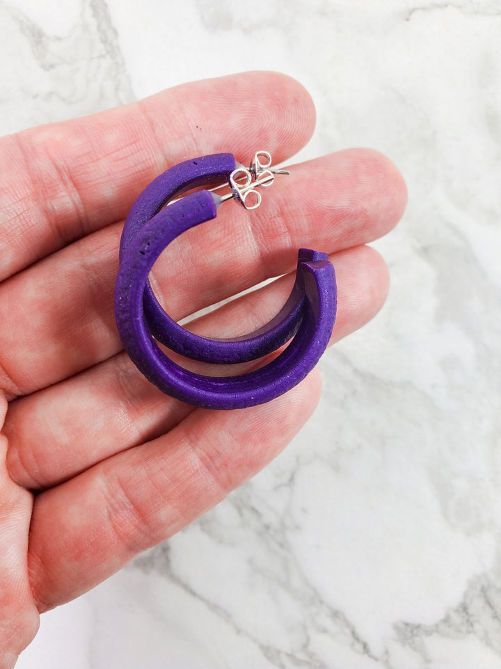 Hoop Earrings Medium - Purple-Earrings-Tiry Originals, LLC
