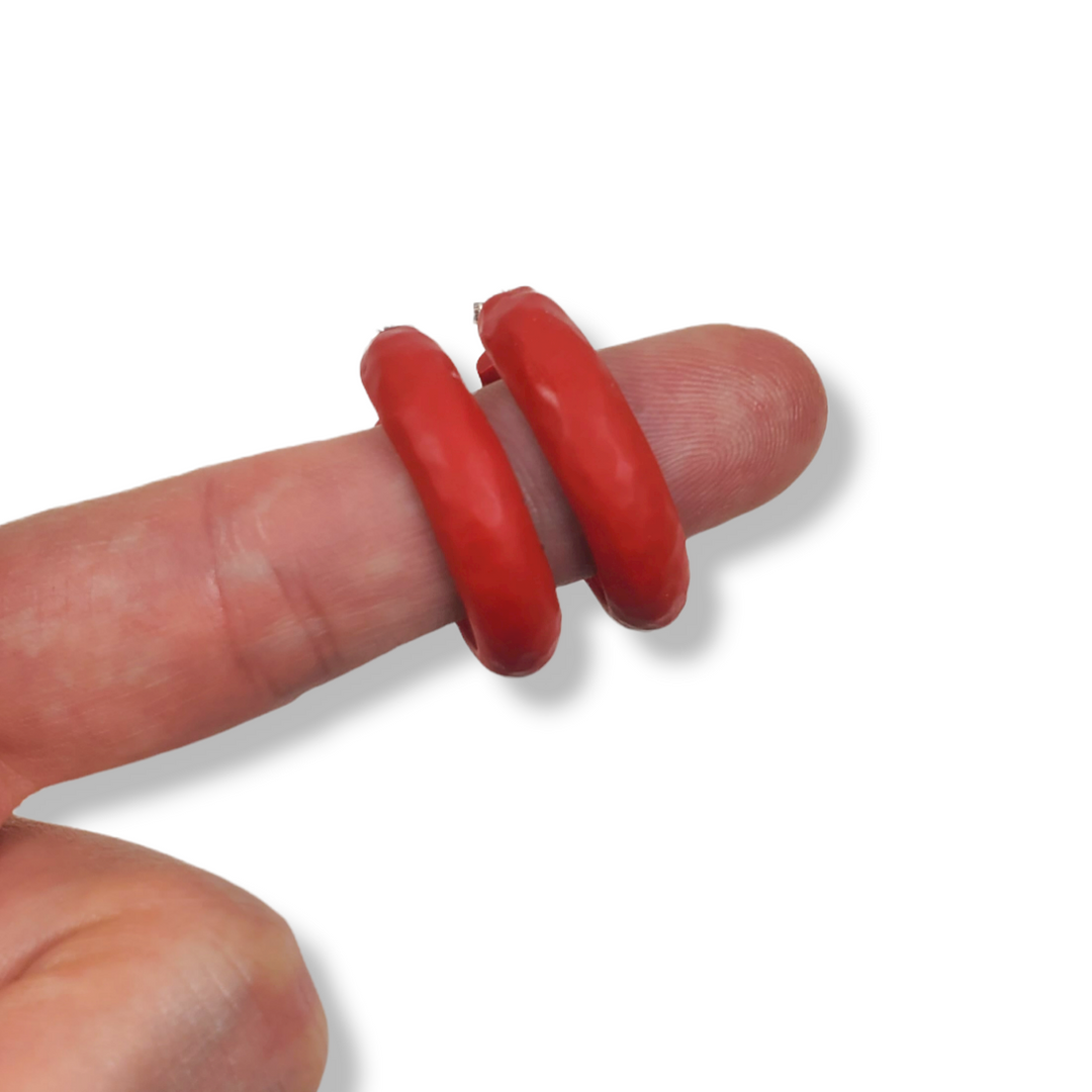 Hoop Earrings Medium - Red-Earrings-Tiry Originals, LLC