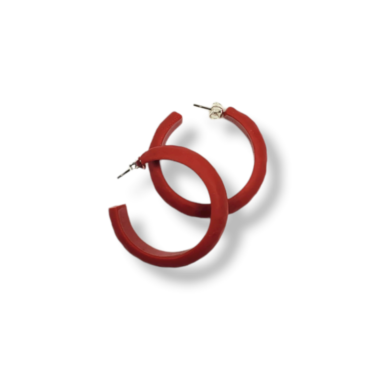 Hoop Earrings Medium - Red-Earrings-Tiry Originals, LLC