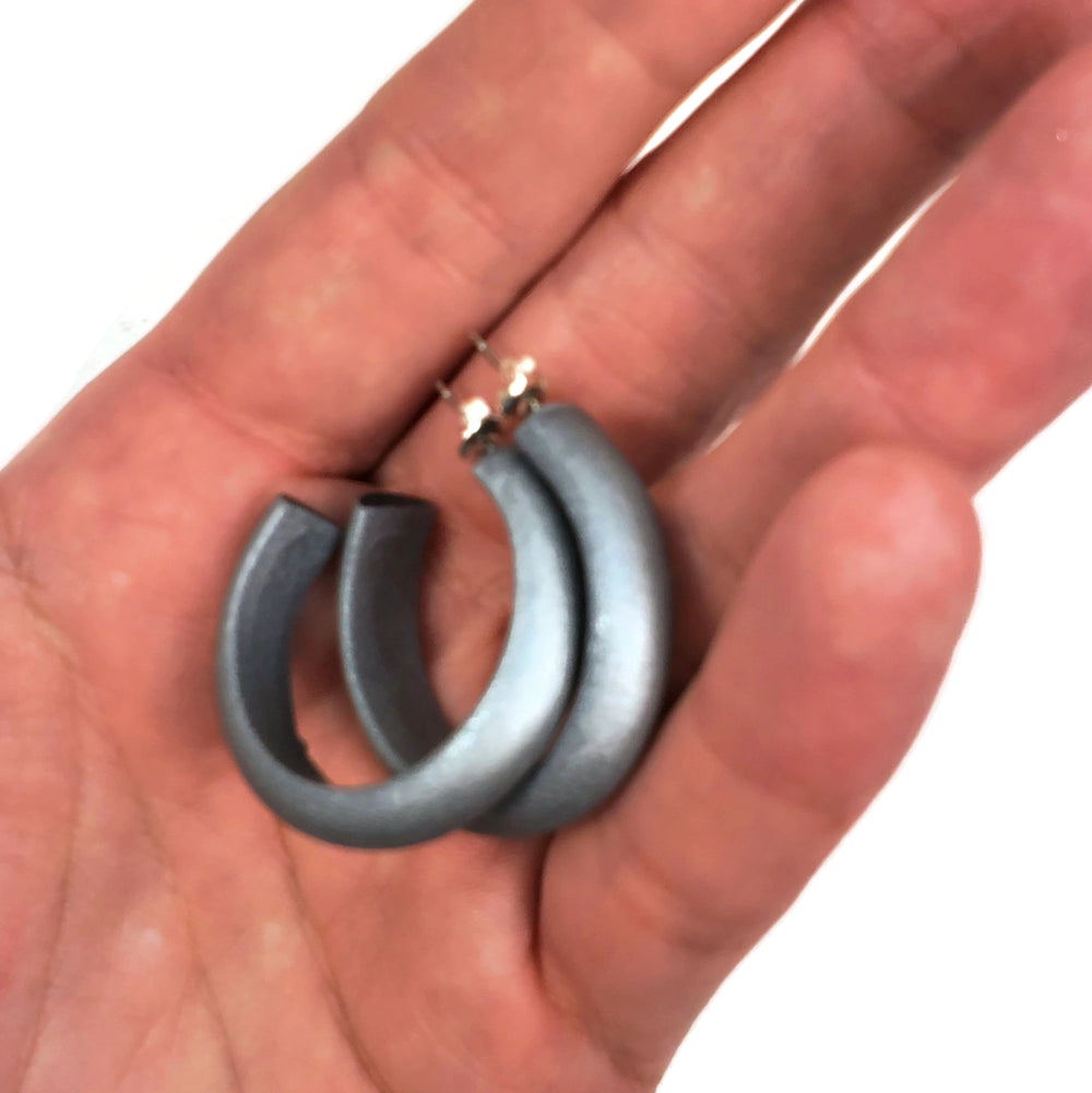 Hoop Earrings Medium - Solid Color - Chrome-Earrings-Tiry Originals, LLC