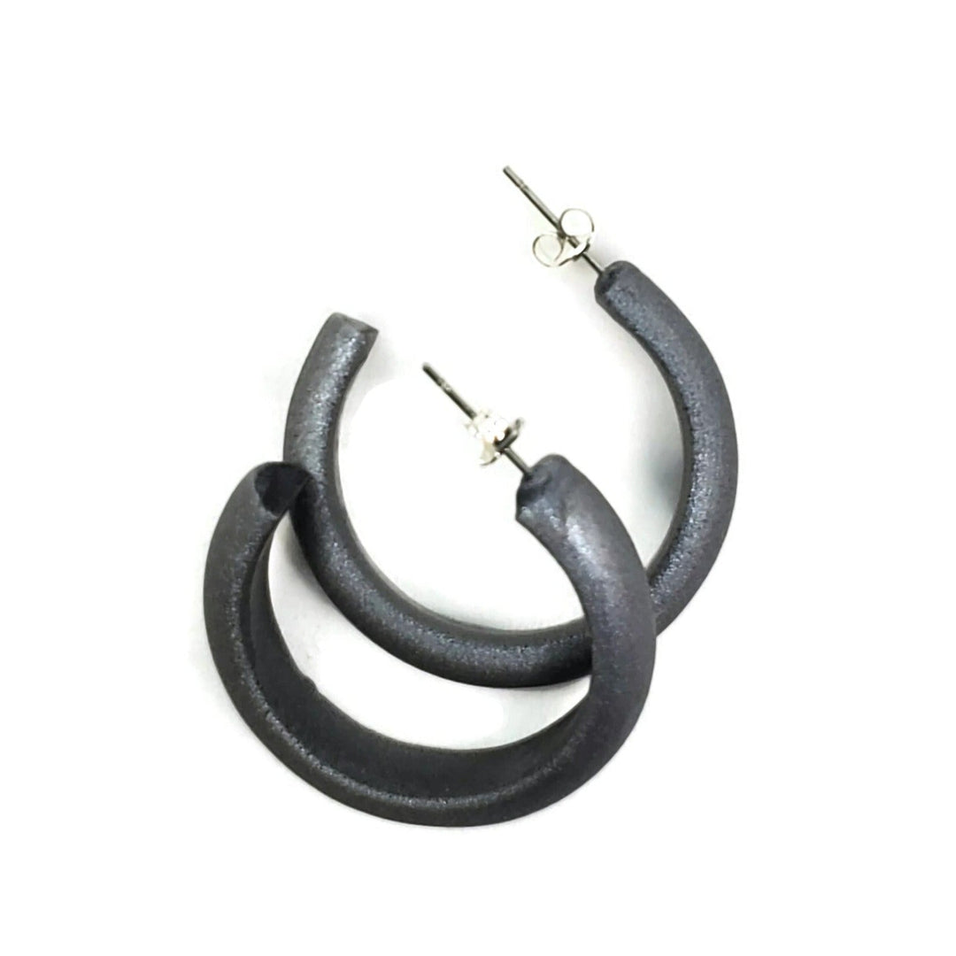 Hoop Earrings Medium - Solid Color - Chrome-Earrings-Tiry Originals, LLC