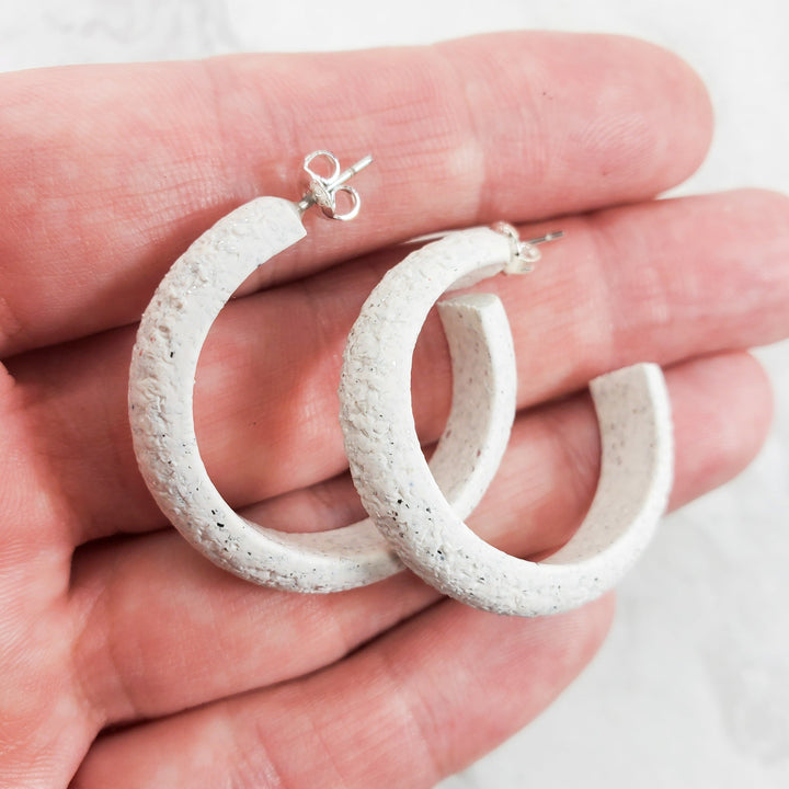 Hoop Earrings Medium - Sparkly White-Earrings-Tiry Originals, LLC