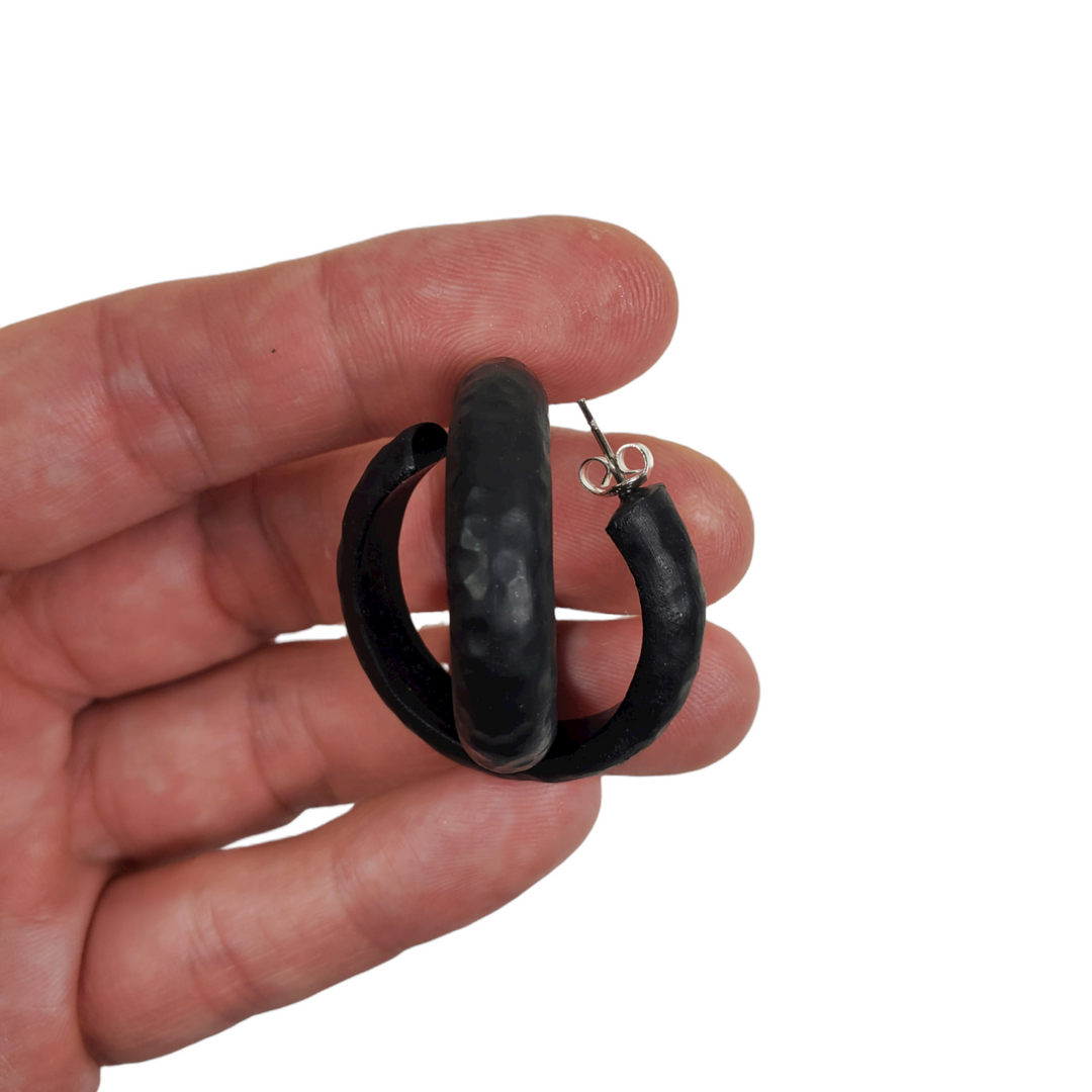 Hoop Earrings Small - Black-Earrings-PME59 #1 black-Option #1-Tiry Originals, LLC