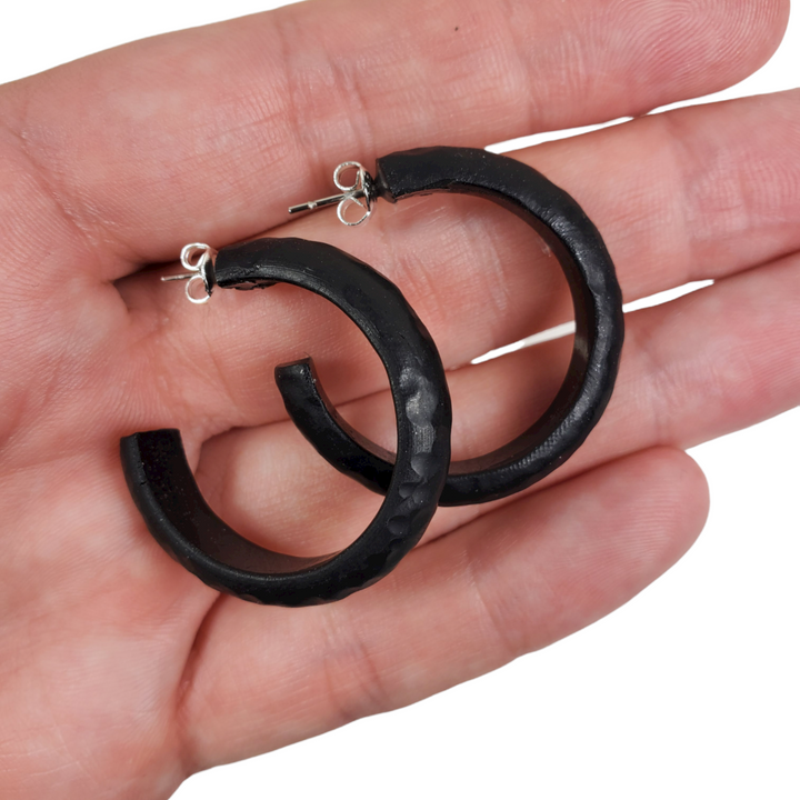 Hoop Earrings Small - Black-Earrings-PME59 #1 black-Option #1-Tiry Originals, LLC