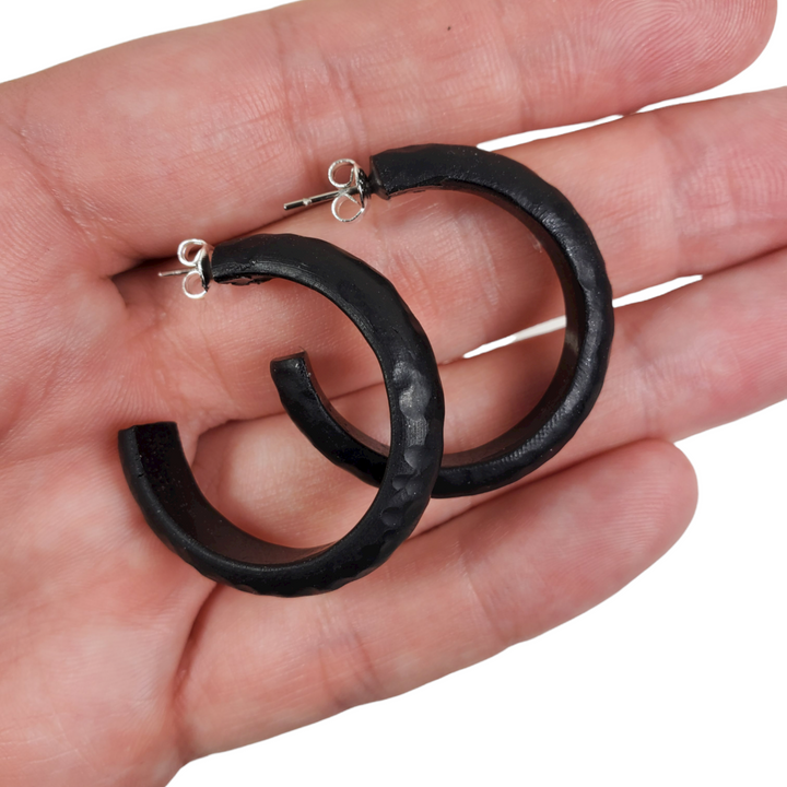 Hoop Earrings Small - Black-Earrings-Tiry Originals, LLC