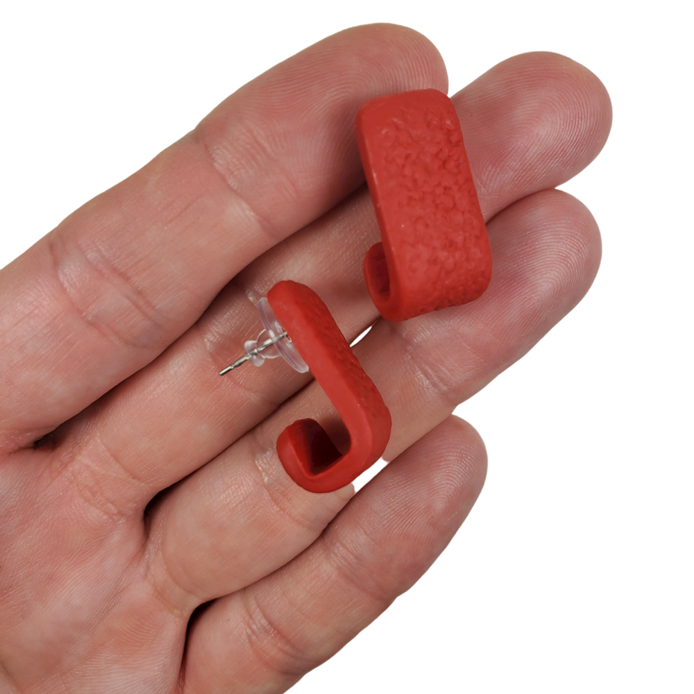 Huggie Earring Solid Color - Large - Red-Earrings-PME62 Red-Red-Tiry Originals, LLC