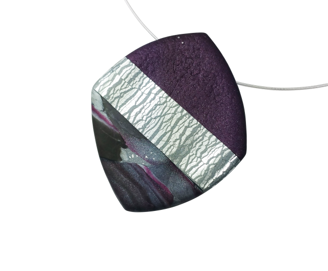 Large Angled Square Pendant - Marbled - Burgundy-Sale--Tiry Originals, LLC