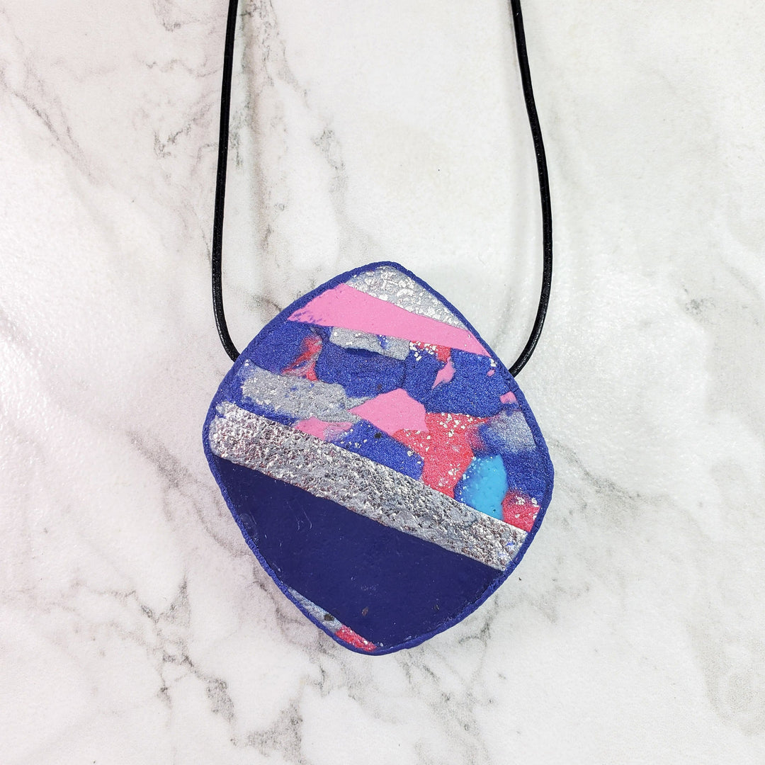 Large Angled Square Pendant - Very Peri-Necklace-Tiry Originals, LLC