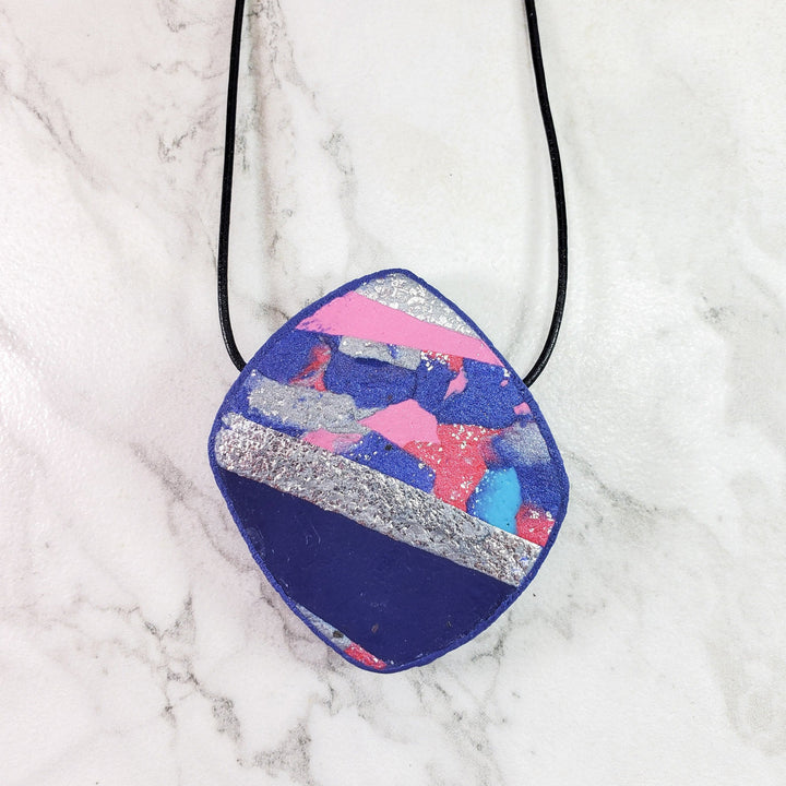 Large Angled Square Pendant - Very Peri-Necklace-Tiry Originals, LLC