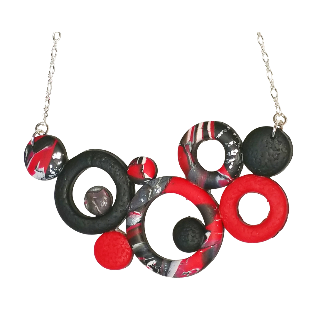 Large Bubbles Necklace - Scarlett-Sale-PMN07 1 red-Red-Tiry Originals, LLC