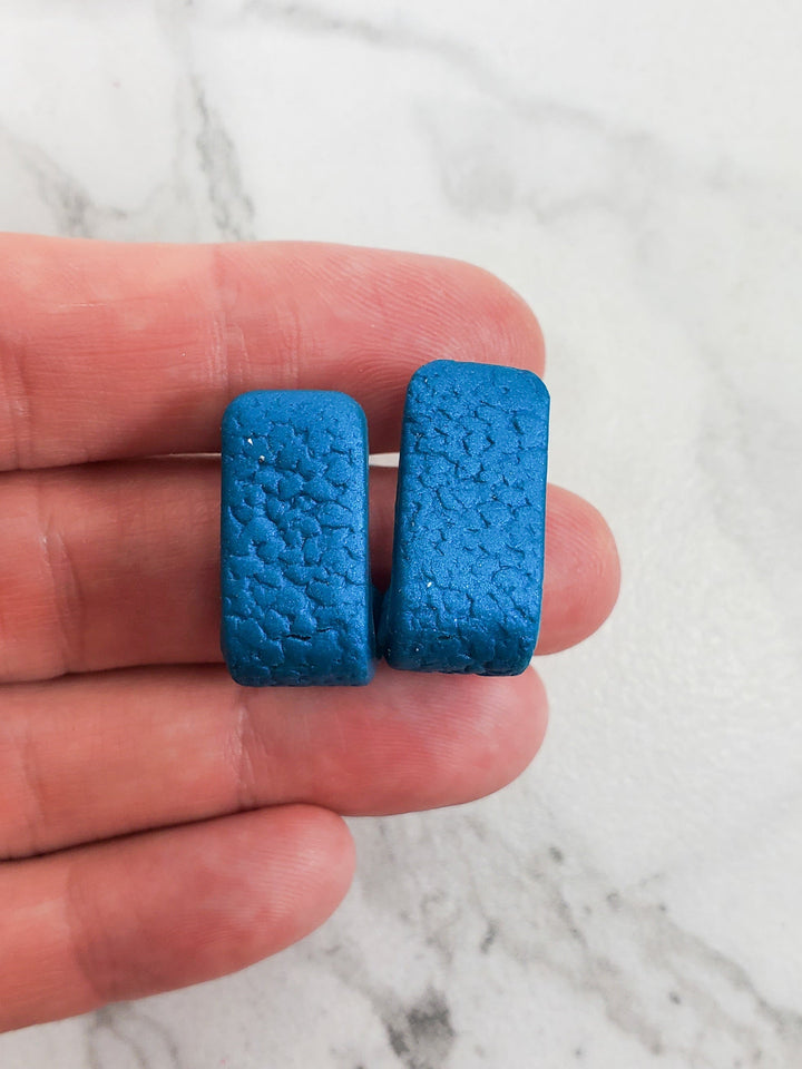 Large Dark Teal Huggie Earrings - Solid Color for Statement Style-Earrings-Tiry Originals, LLC