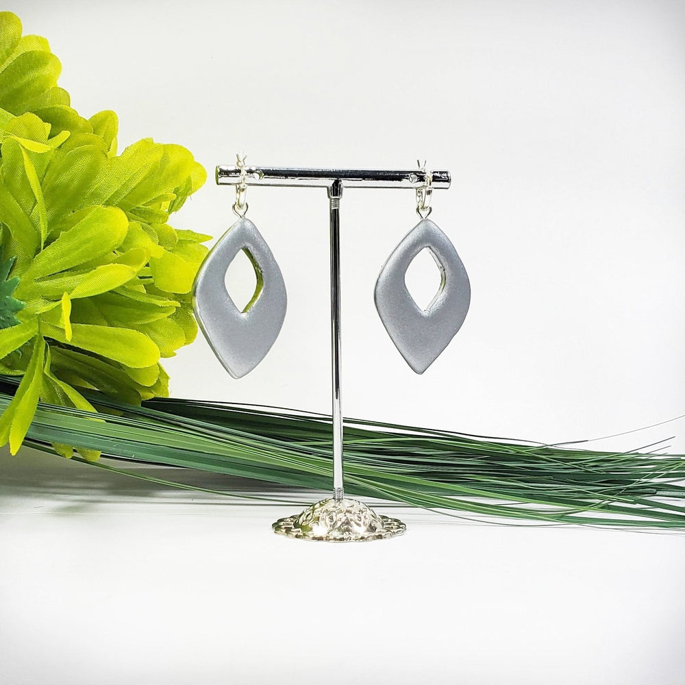 Large Diamond Cutout Dangle Earring - Chrome-Earrings--Tiry Originals, LLC