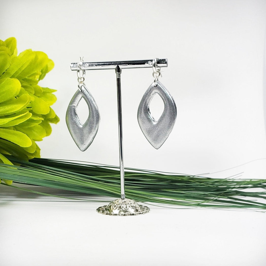 Large Diamond Cutout Dangle Earring - Chrome-Earrings--Tiry Originals, LLC