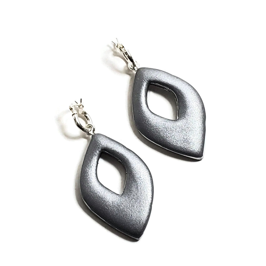 Large Diamond Cutout Dangle Earring - Chrome-Earrings-Tiry Originals, LLC