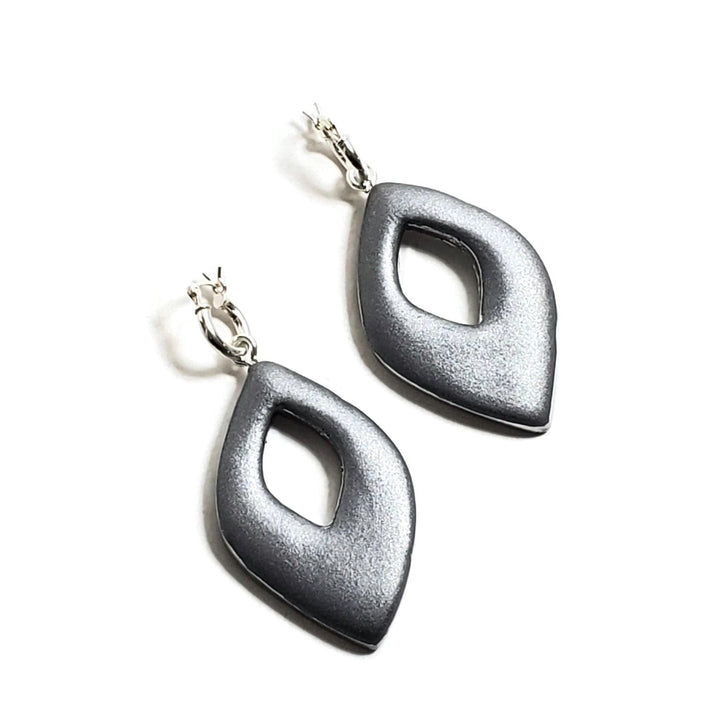 Large Diamond Cutout Dangle Earring - Chrome-Earrings-Tiry Originals, LLC