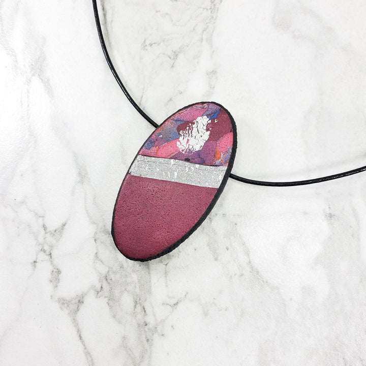 Large Oval Pendant - Marbled - Viva Magenta-Pendants-Tiry Originals, LLC