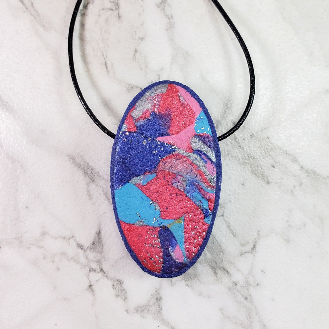 Large Oval Pendant - Very Peri-Pendants-Tiry Originals, LLC