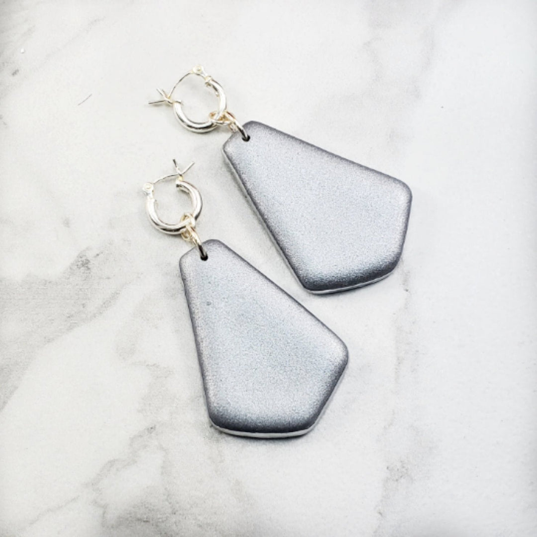 Large Paddle Dangle Earring - Chrome-Earrings-PME47 Matte #2-Silver Matte/Chrome Edges-Tiry Originals, LLC