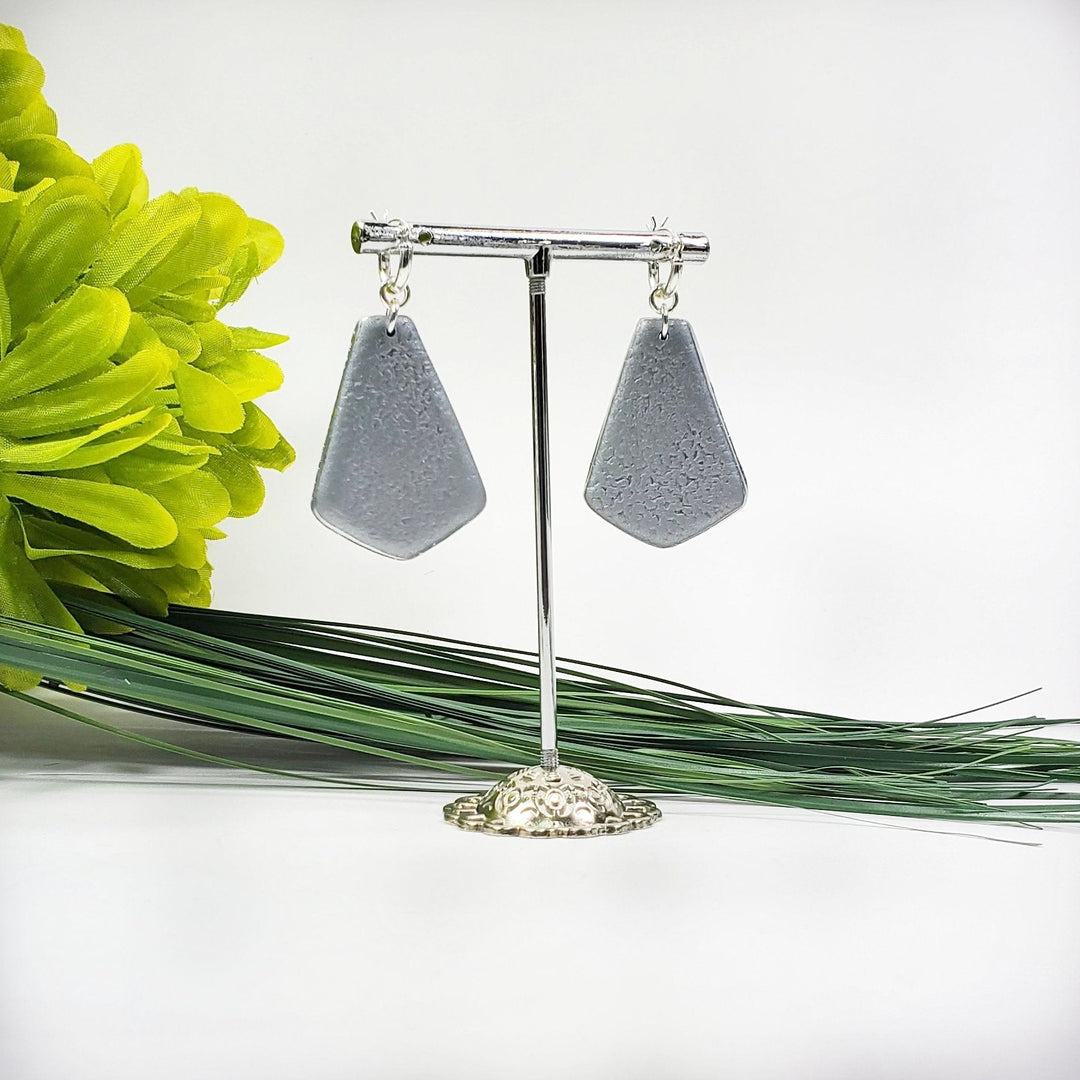 Large Paddle Dangle Earring - Chrome-Earrings--Tiry Originals, LLC