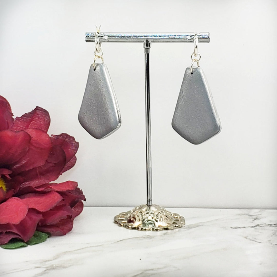 Large Paddle Dangle Earring - Chrome-Earrings-Tiry Originals, LLC