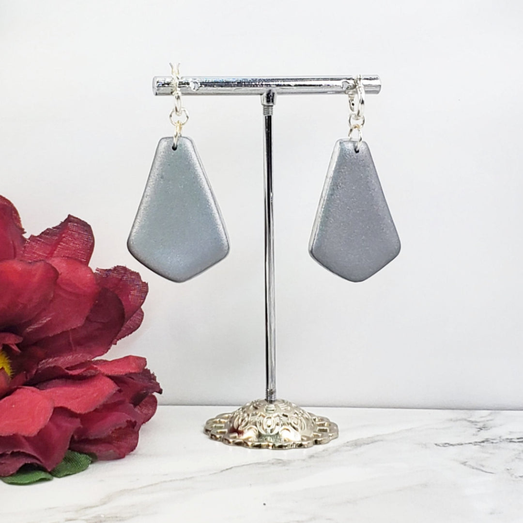 Large Paddle Dangle Earring - Chrome-Earrings--Tiry Originals, LLC