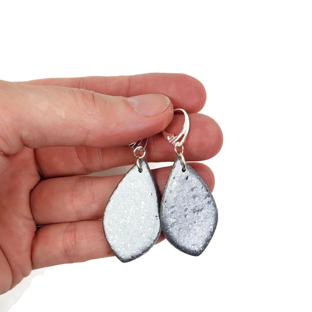 Large Tear Drop Dangle Earring - Chrome-Earrings-PME92 #1 Chrome-Option #1-Tiry Originals, LLC