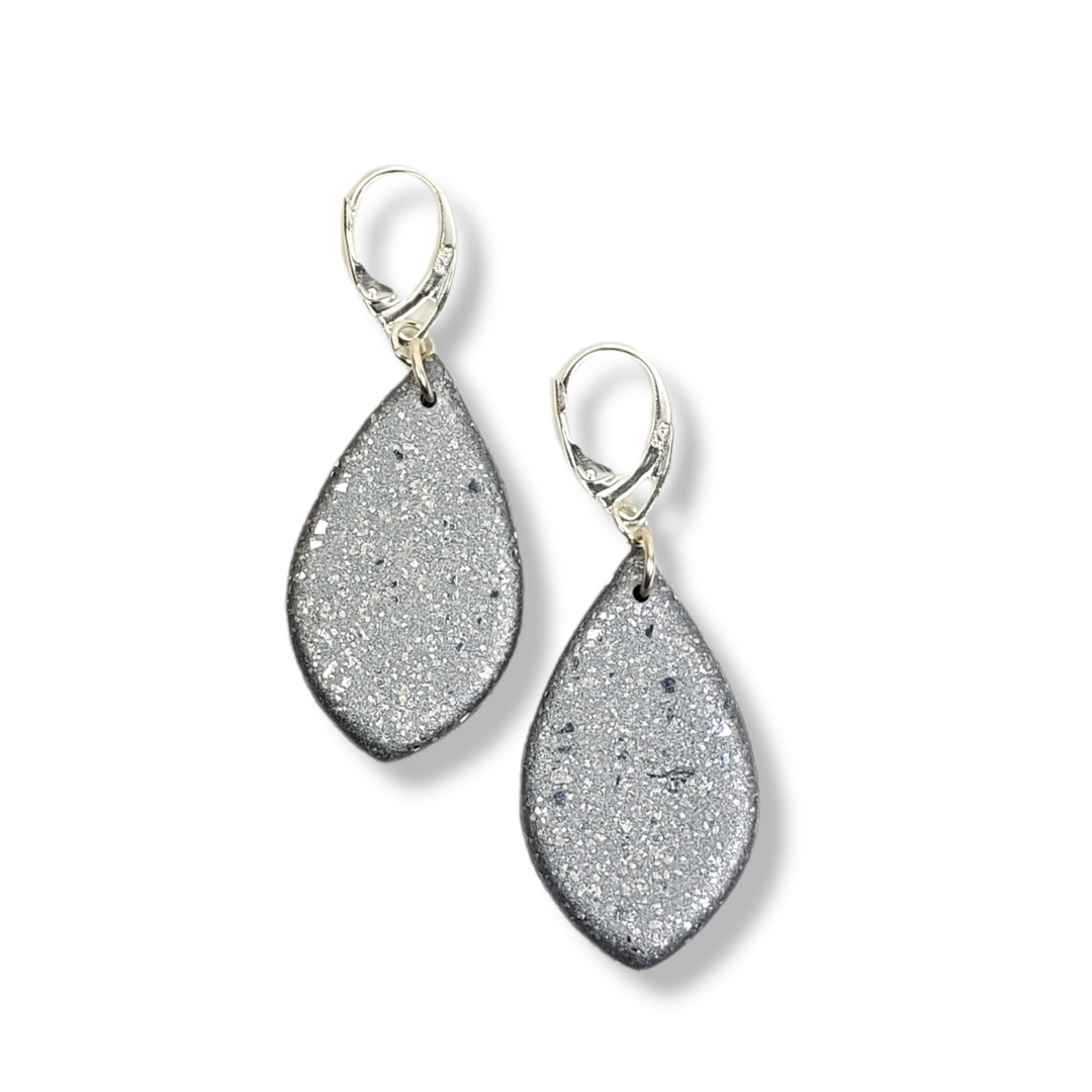 Large Tear Drop Dangle Earring - Chrome-Earrings-Tiry Originals, LLC