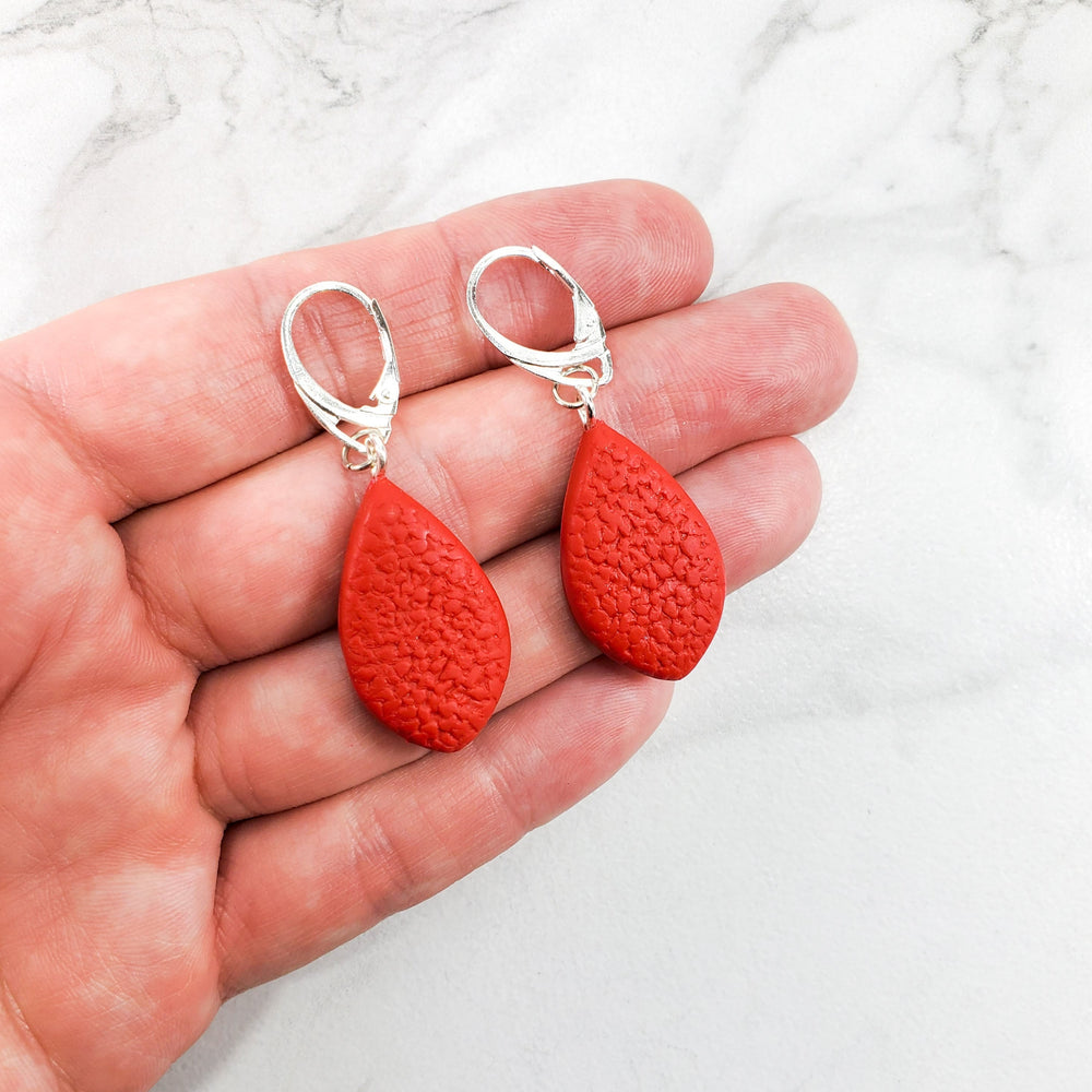 Large Tear Drop Dangle Earring - Red-Earrings-Tiry Originals, LLC